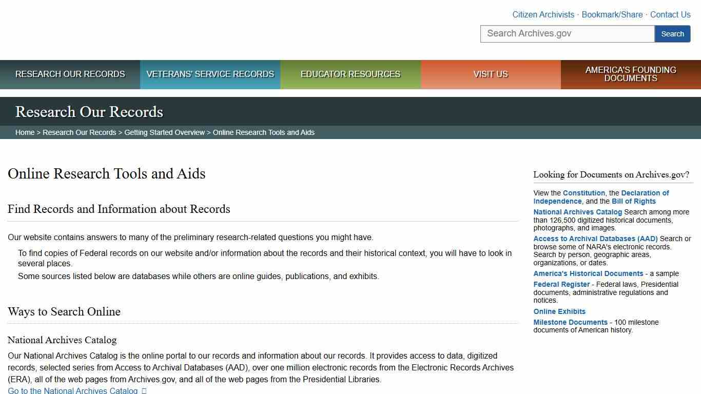 Online Research Tools and Aids | National Archives