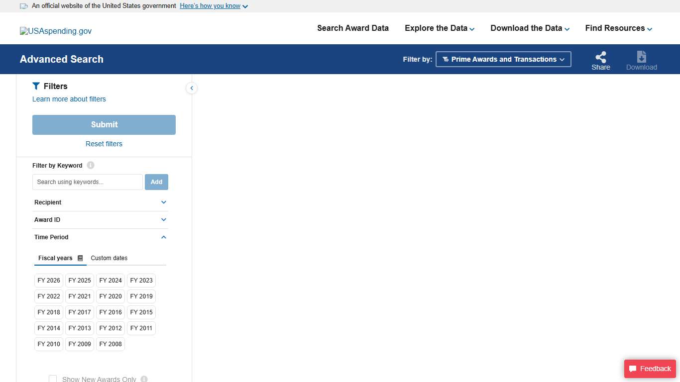Federal Awards | Advanced Search | USAspending