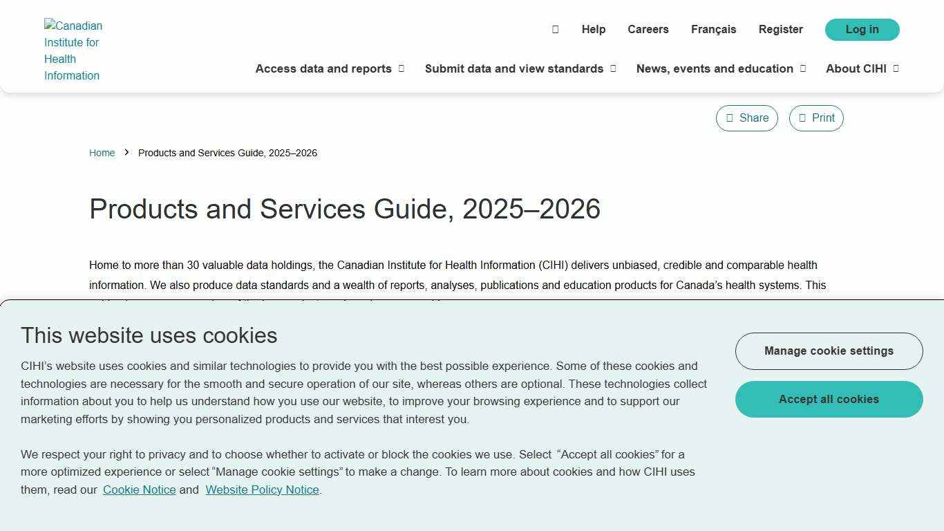 Products and Services Guide, 2025–2026 | CIHI